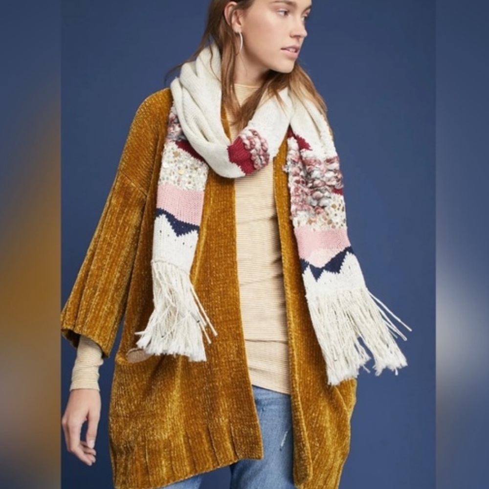 Anthropologie Moth soft Chenille Cardigan Maize Mustard Oversized size Medium